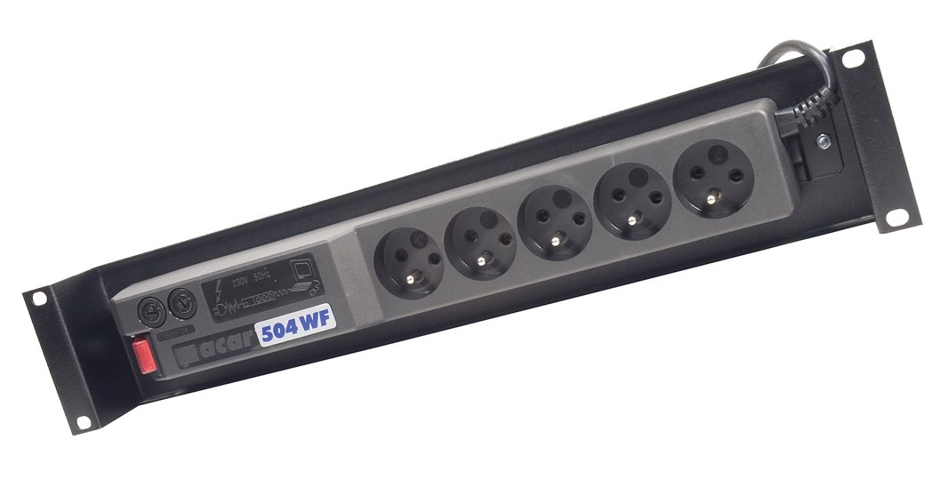 Solarix power panel ACAR A-504, 3 m, 5 positions, with surge protection including tray ACAR-A-504-V