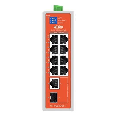 Wi-Tek WI-PS212GF-I V2 industrial PoE switch, 8x PoE